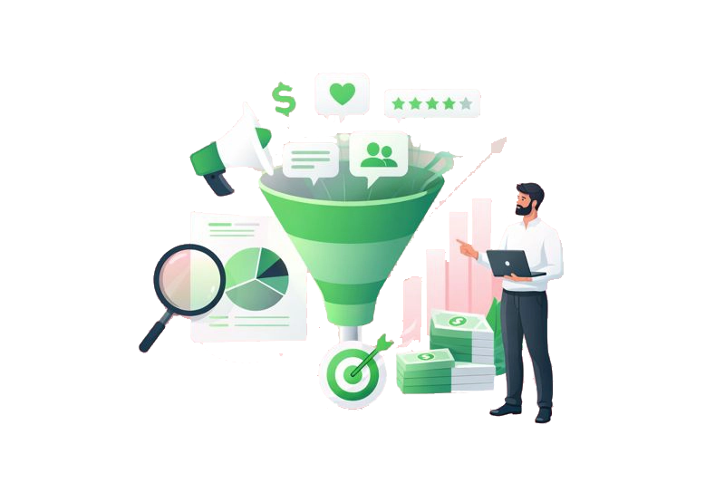 Abstract marketing funnel illustration